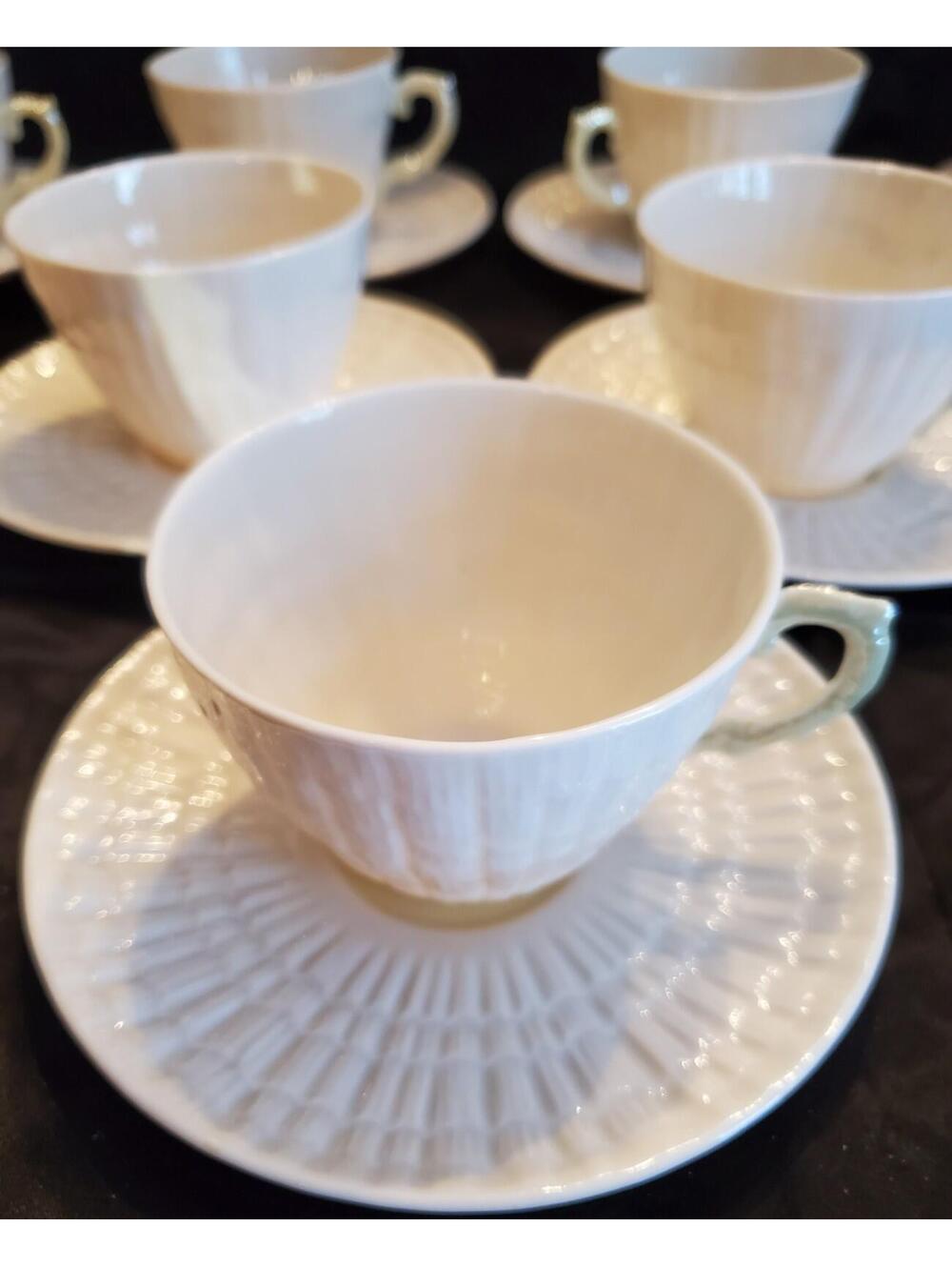 Tea Cup Saucer Belleek Ireland, Limpet Yellow Luster,$14 per 1 teacup/saucer